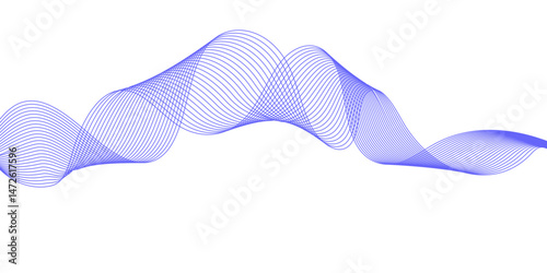Abstract blue background with a glowing abstract waves. Abstract wave element for design. Digital frequency track equalizer, Futuristic background design. Long exposure, Light painting photography.