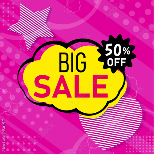 Big sale background template. special offer promo with dynamic pink background