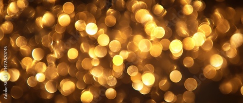 Golden bokeh lights creating a warm, festive atmosphere.