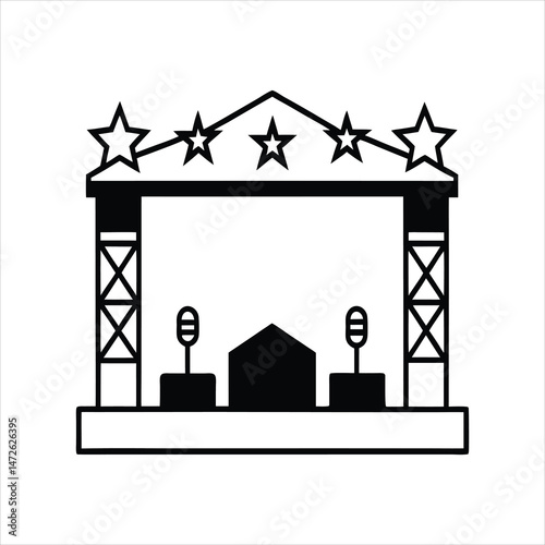 Concert and Theater Stage Line Icon Vector Illustration