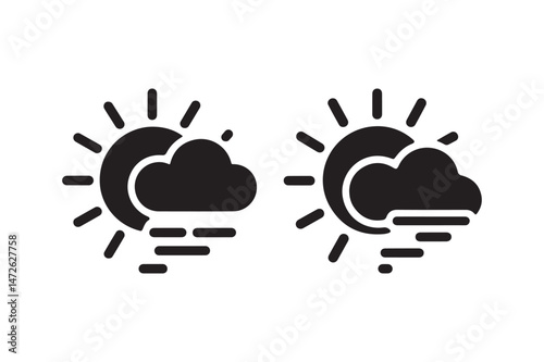 Weather Forecast Icon Set Sun Cloud Fog Vector Symbol Collection