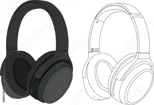 headphones vector art in Illustrator of EPS File