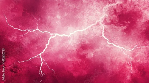 Dramatic Pink Sky with Lightning Strikes High-Resolution Illustration