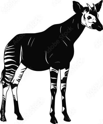 Elegant Okapi Vector Illustration Wild African Animal Silhouette