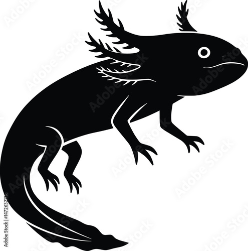 Elegant Vector Illustration of an Axolotl Aquatic Animal Design