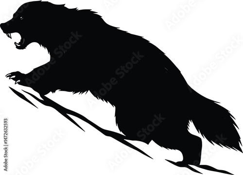 Aggressive Wolverine Vector Animal Silhouette Illustration