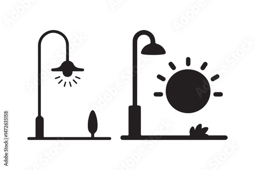 Street Lamp Silhouette Clipart Vector Urban Light Pole Icon