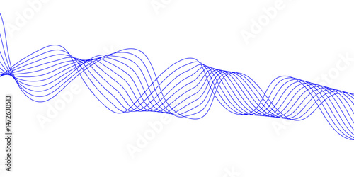 Abstract blue background with a glowing abstract waves. Abstract wave element for design. Digital frequency track equalizer, Futuristic background design. Long exposure, Light painting photography.