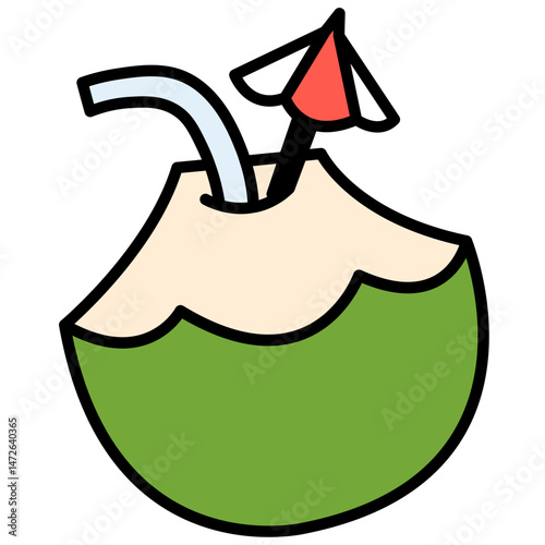 cartoon of a  coconut drink
