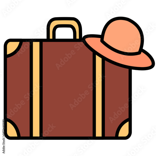  illustration of a suitcase and hat