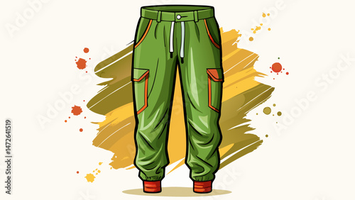 men's olive green or army green jogger pants isolated on Very beautiful white background