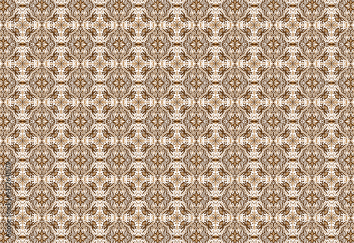 fabric pattern of flower lotus tribal brown with white background, fabric flower pattern,and paper pattern, seamless pattern vector. royal wallpaper or background.
