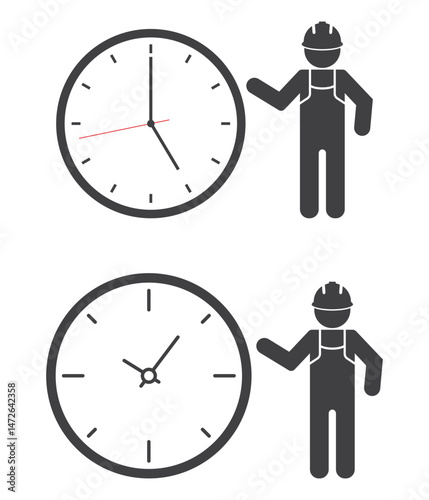 worker person with clock icon set