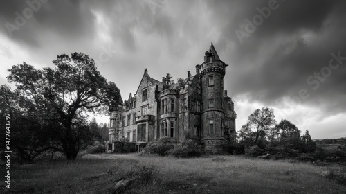 Eerie Miranda Castle: A Haunted Structure Shrouded in Dark Clouds and Shadows of Time