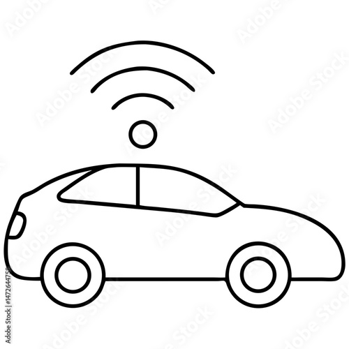 Transparent silhouette design depicting a futuristic self driving car with ai technology