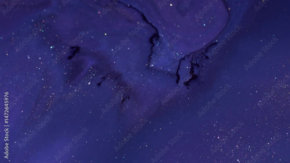 Wet shimmering. Art fluid. Dark gray violet stream slow motion liquid ink blend. Glossy wave blur spill abstract background texture.