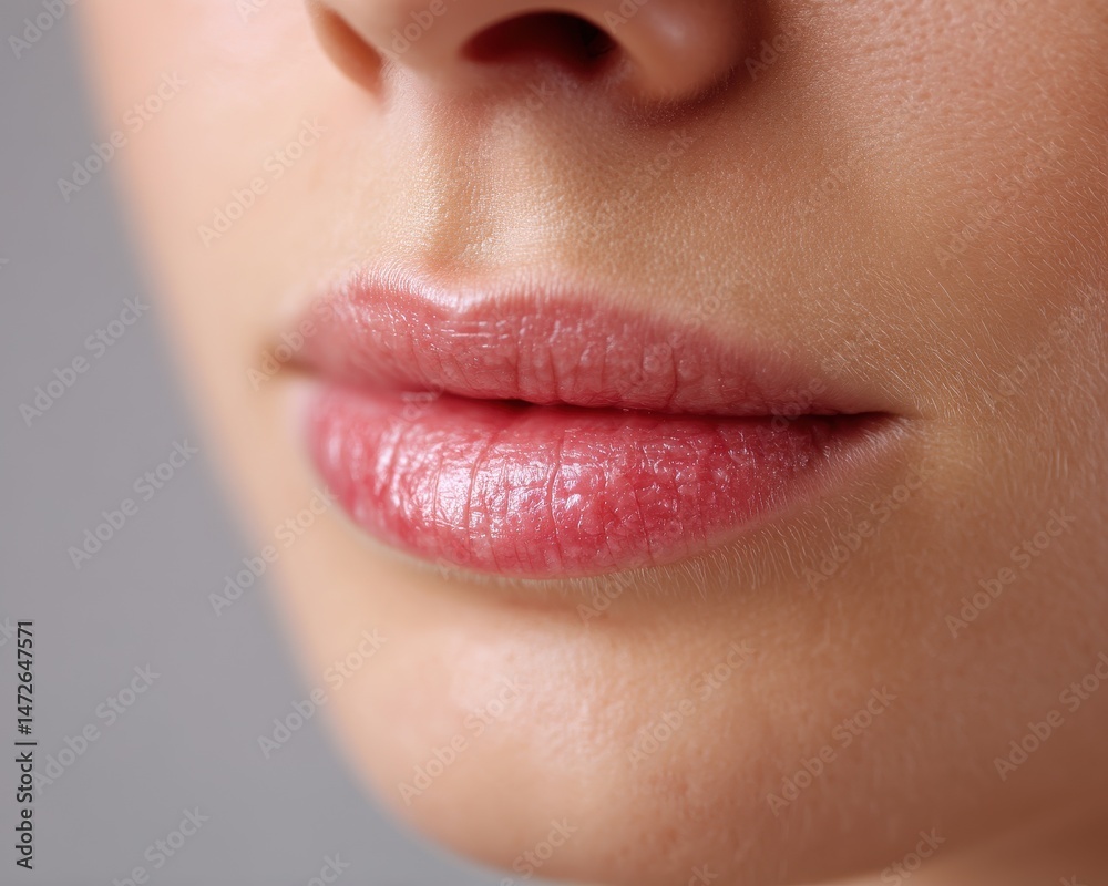 Obraz premium Close-Up of Young Woman's Chapped Lips: A Focus on Skin Care and Treatment for Brittle Mouth