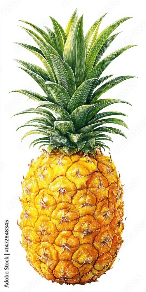 Lone Pineapple. Stunning Summer Fruit Surrounded by Lush Green Leaves, Epitomizing Freshness and Growth in Nature Lone Pineapple. Stunning Summer Fruit Surrounded by Lush Green Leaves, Epitomizing Freshness and Growth in Nature
