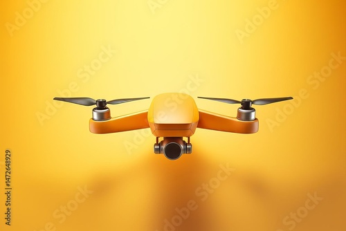 A yellow drone is centered against a yellow backdrop.
