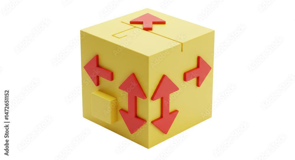 Obraz premium Isolated Cube with Arrows for Directions
