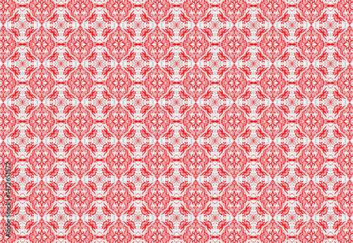 fabric pattern of flower lotus tribal red with white background, fabric flower pattern,and paper pattern, seamless pattern vector. royal wallpaper or background.