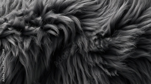 Close-up of dark, lush fur with intricate textures, evoking warmth and comfort.