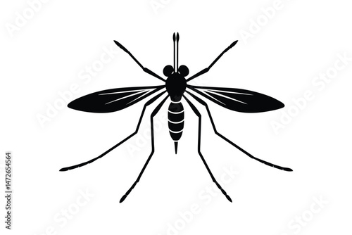 Silhouette art illustration of a mosquito.eps