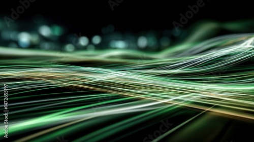 Futuristic Abstract Light Trails in Green with Luxury Aesthetic
