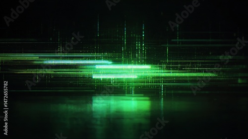 Electric Green Glitch Bars on Dark Retro Screen Background