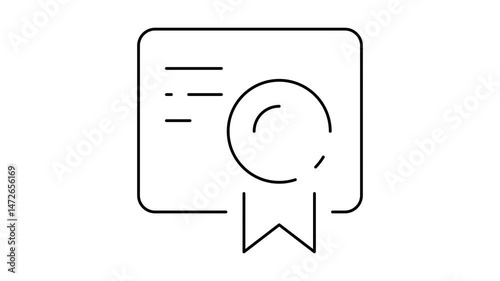 Animated Certificate Icon | Diploma or Graduation Line Symbol