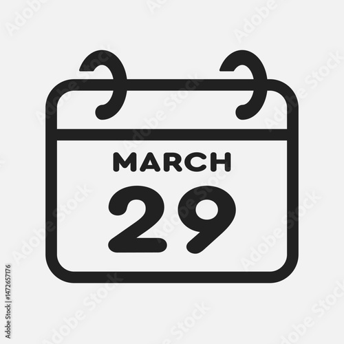Icon page calendar day - 29 March