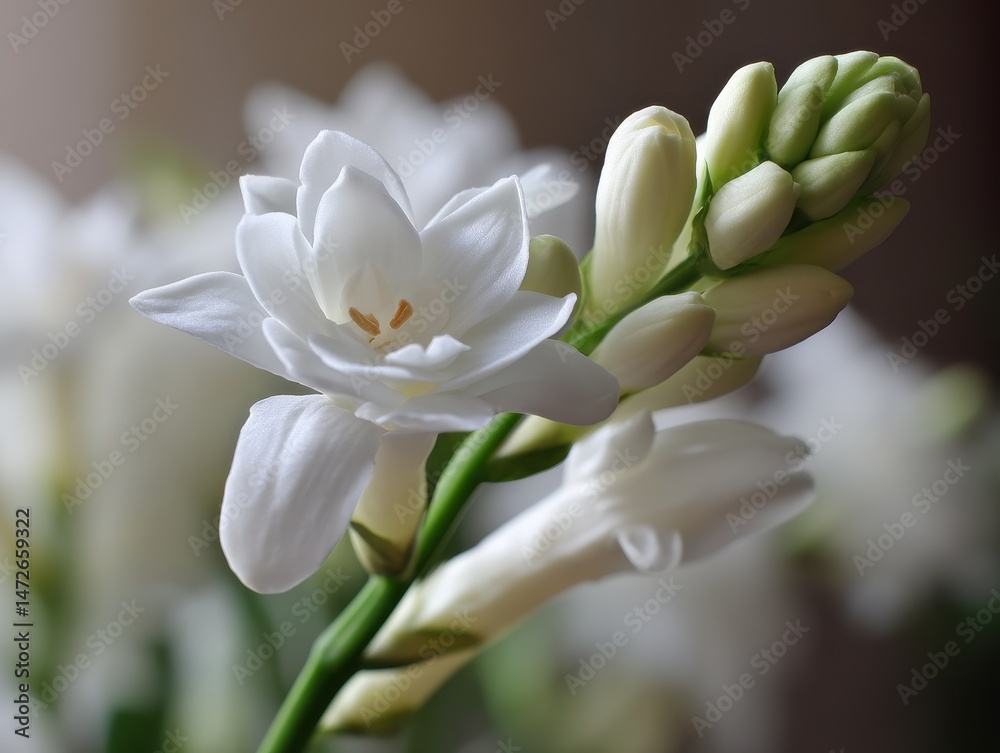Obraz premium Delicate White Tuberose Closeup: An Attractive Bloom Exuding Beauty and Aroma