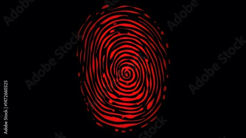 Detailed Bloody Fingerprint Icon Illustration for Murder Biometrics Marking