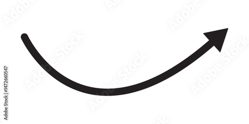 Curve arrow icon vector . Black long up arrow icon vector . arrow pointing upward. Long arrows icon. Long curved hand drawn arrow. Set of vector curved arrows hand drawn. Sketch doodle style.