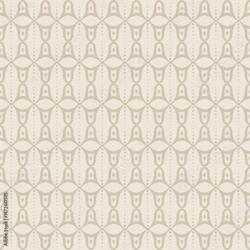 elegant seamless geometric pattern. Subtle beige design, reminiscent of Art Deco or traditional Indonesian batik for textiles, wallpaper, packaging