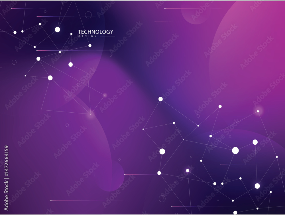 Fototapeta premium Technology Background – Futuristic Digital Network with Purple-Pink Gradient