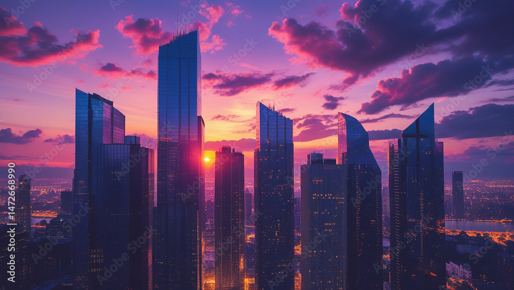 Fototapeta premium purple city background