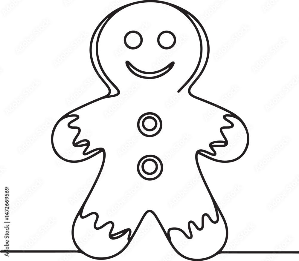 Gingerbread Man Icon in Simple Line Art Gingerbread Man Icon in Simple Line Art