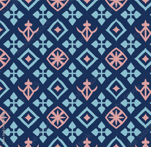 Seamless geometric vector pattern design features abstract geometric shapes for a modern and decorative style