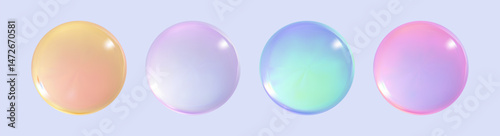 Realistic glossy  rainbow ball.Abstract 3D light bubble with glare.Geometric abstract  iridescent liquid shape.