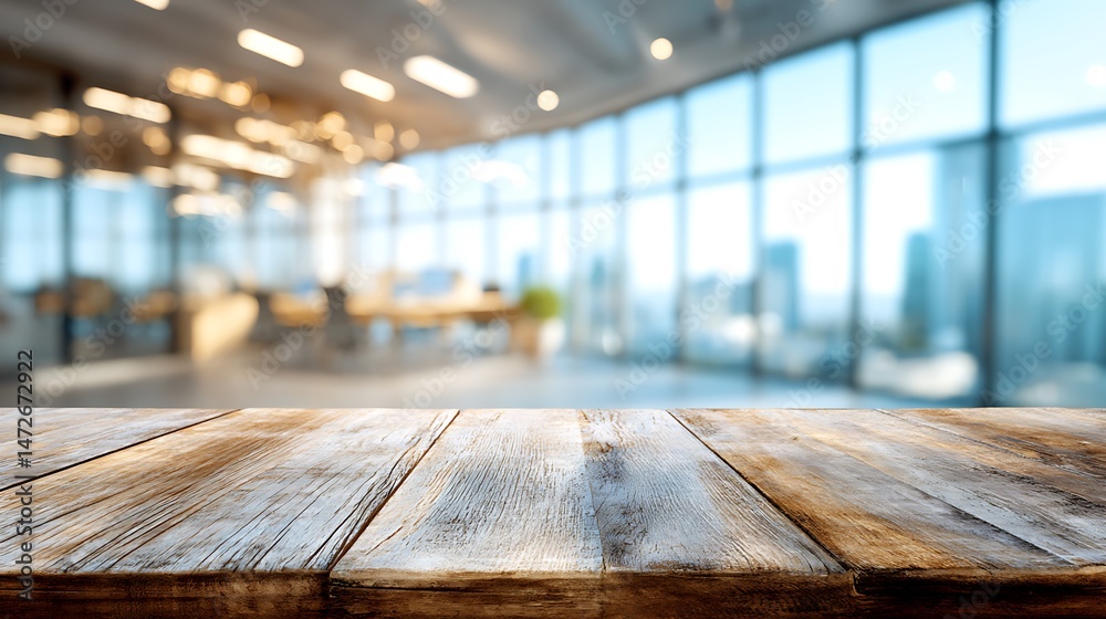 Open space office with wooden table and beautiful bokeh interior
Open space office with wooden table and beautiful bokeh interior