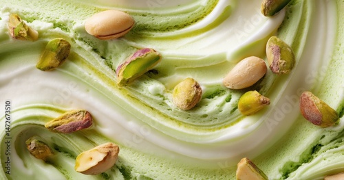 Creamy pistachio ice cream with whole nuts.