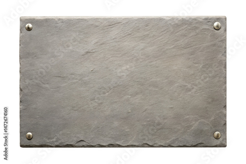 Gray stone plaque for product display isolated on transparent background.
