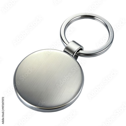Metal keyring round custom promotional item isolated on transparent background.