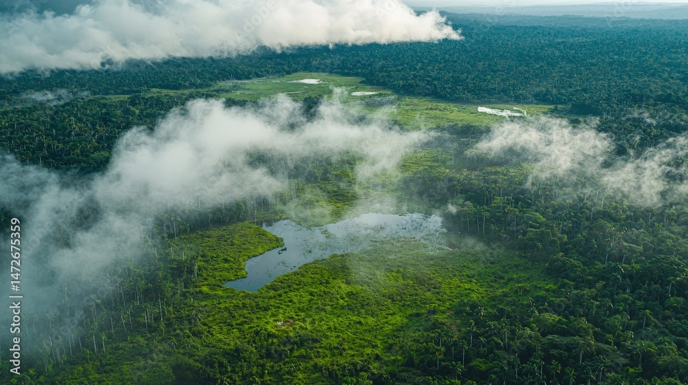 Fototapeta premium Guyana landscape Amazon rainforest and Kaieteur Falls beautiful nature view