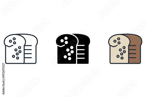 toast bread icons isolated on White Background. Flat style design