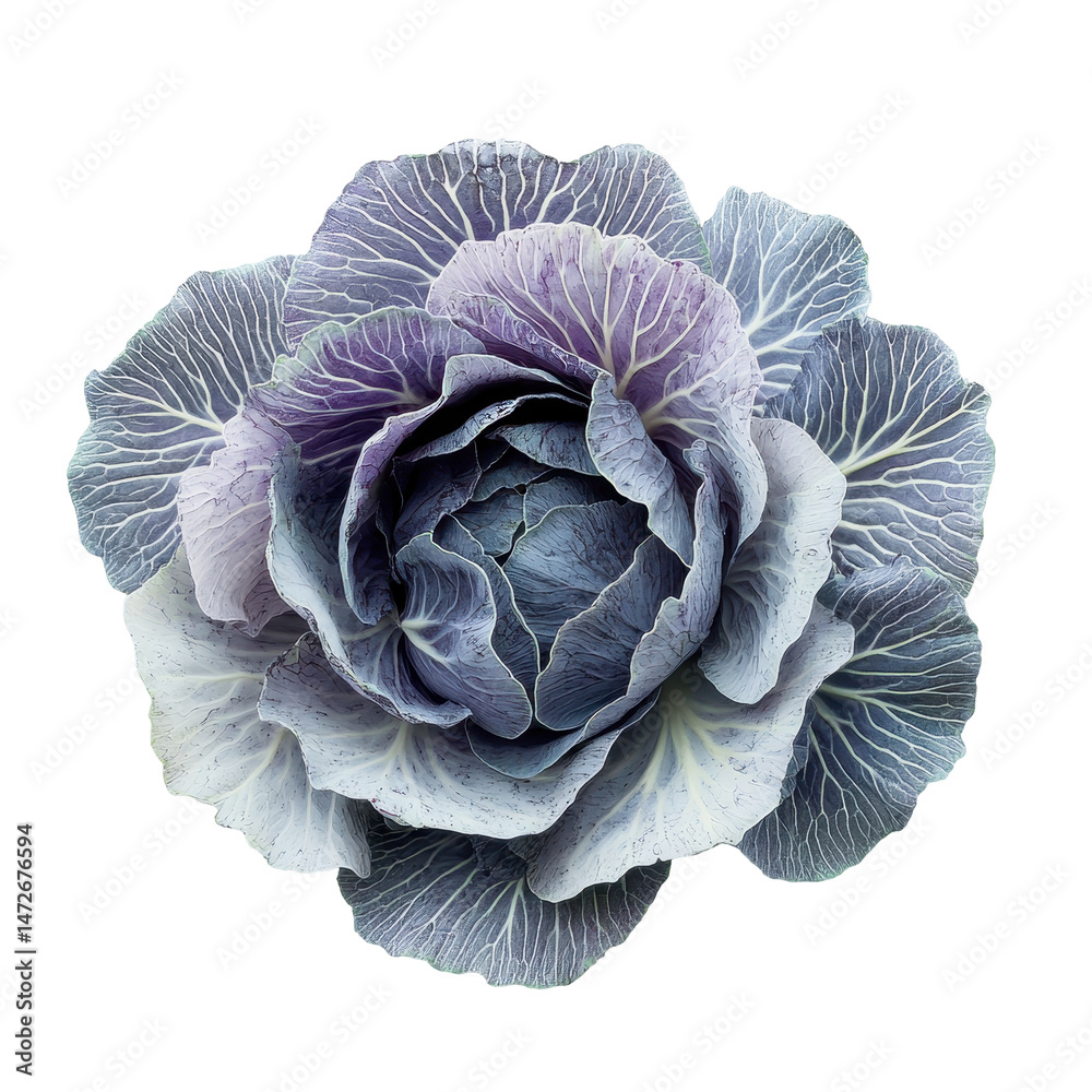 Obraz premium Beautiful purple and white ornamental cabbage flower arrangement on a white background