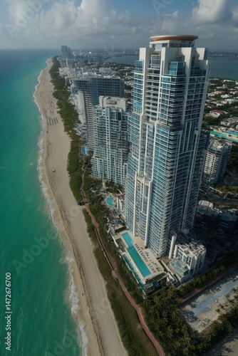 Bird's Eye View: Apogee South Beach â€“ Aerial Shot of Miami's Iconic Condo Architecture