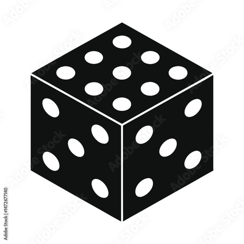 A dice silhouette illustration on white background