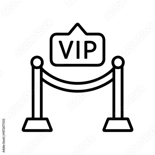VIP rope barrier silhouette icon on a plain background  